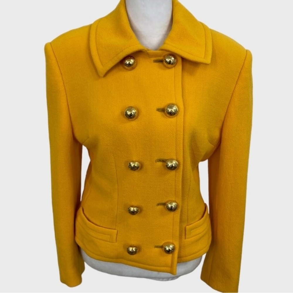 Celine Yellow Double-Breasted Wool Jacket